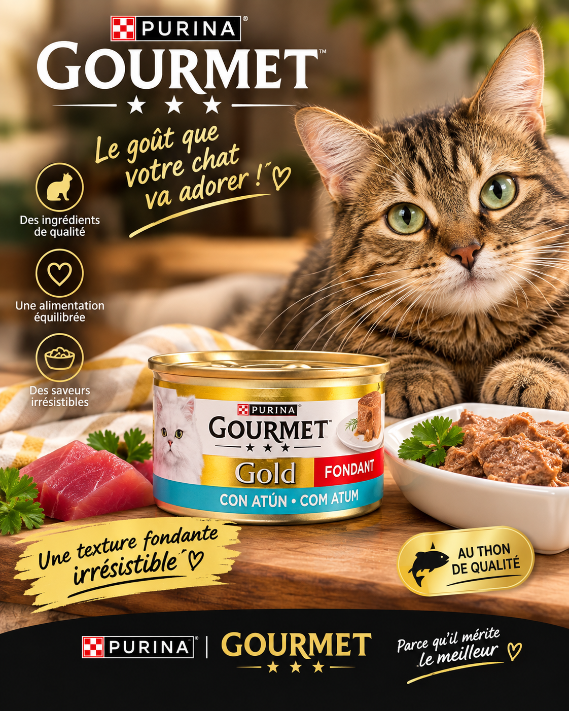 Purina Gourmet Gold Fondant – Au Thon (Boîte 85g)