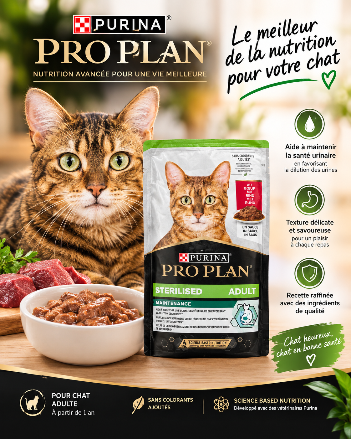 Purina Pro Plan Sterilised Adult Maintenance – Au Bœuf en Sauce (Sachet fraicheur)