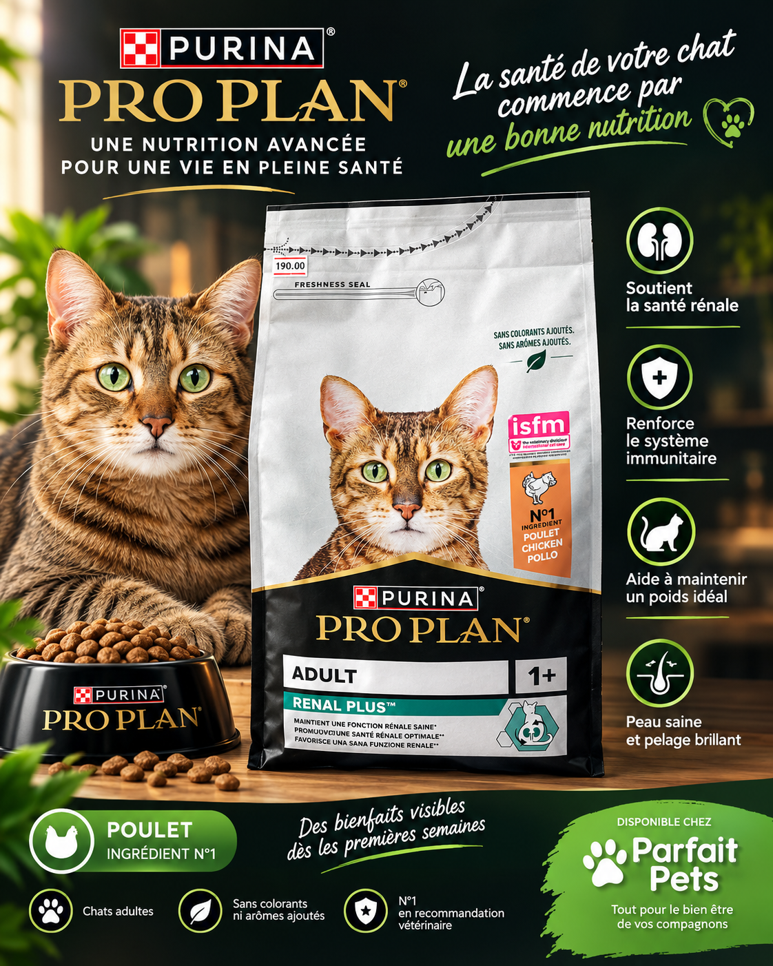 Purina Pro Plan Adult 1+ (Renal Plus) – Saveur Poulet (1,5kg)
