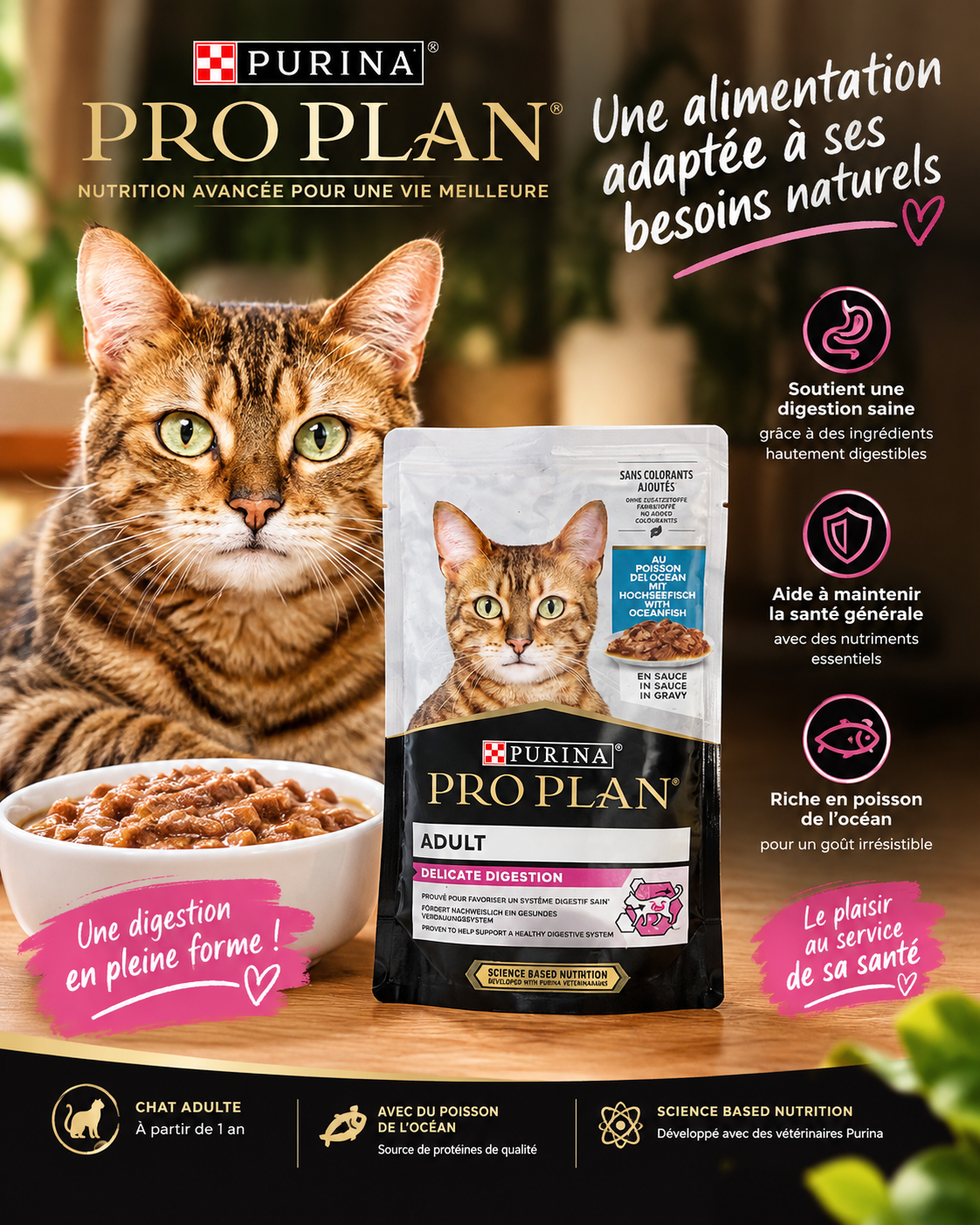 Purina Pro Plan Adult Delicate Digestion – Au Poisson de l'Océan en Sauce (Sachet fraîcheur)