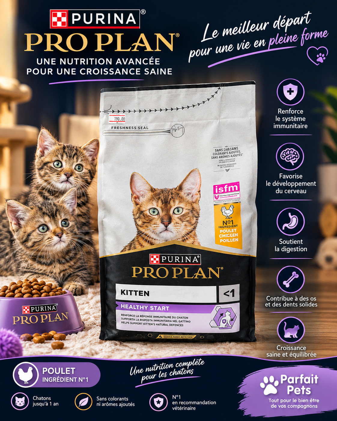 Purina Pro Plan Kitten (<1 an) Healthy Start – Saveur Poulet (1,5kg)