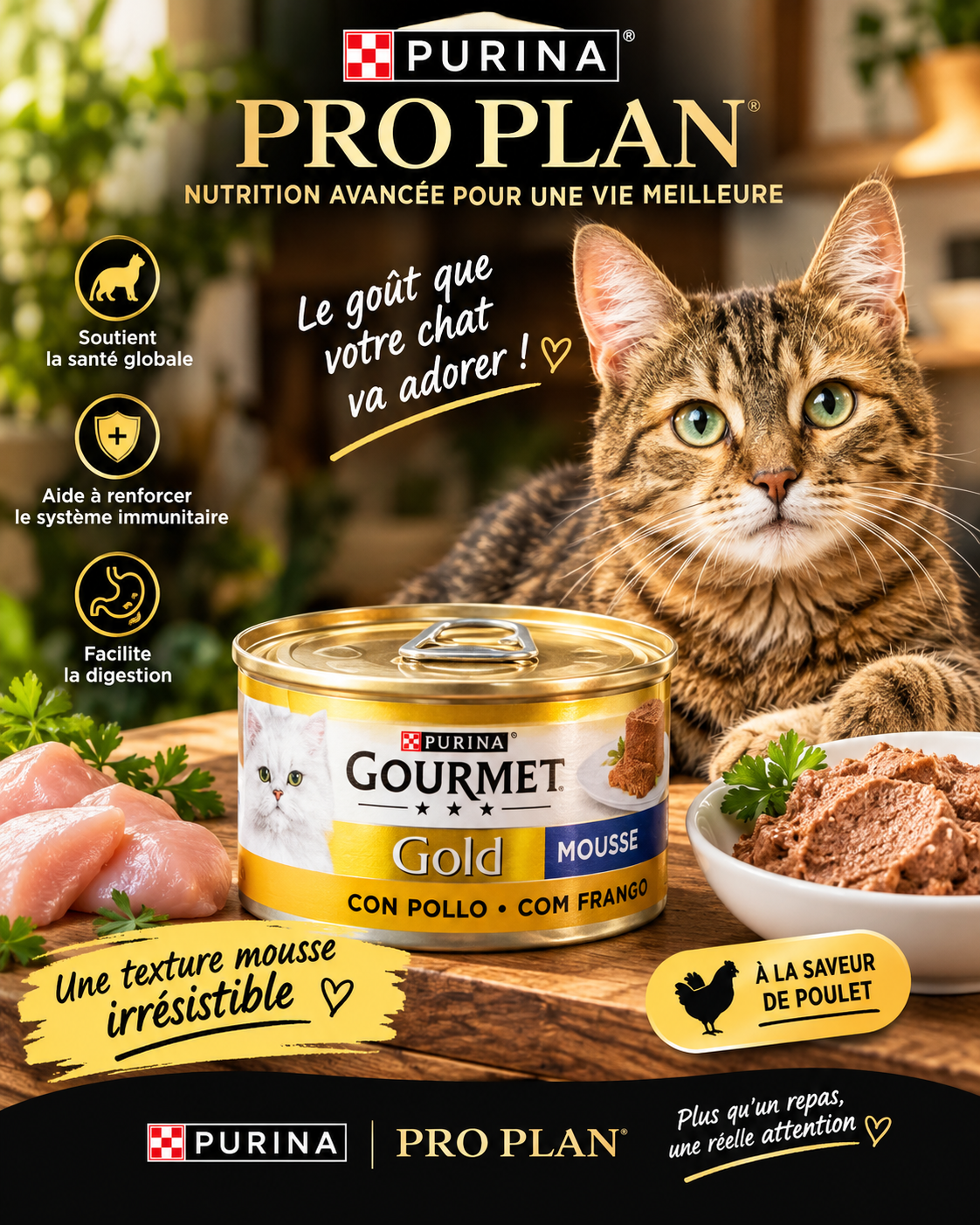 Purina Gourmet Gold Mousse – Au Poulet (Boîte 85g)
